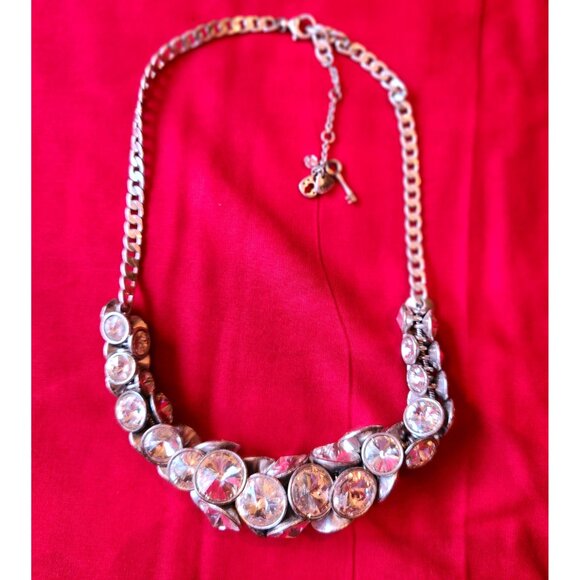 Fossil Vintage Rivoli Cluster Bezel Graduated Crystal Statement Choker Necklace - Picture 2 of 9